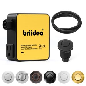 Garbage Disposal Air Switch Kit Sink Top Waste Disposal Stainless Steel Black On/Off Air Button Food and Waste Disposals Part by Briidea, UL Listed