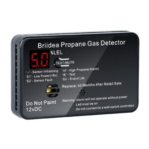 RV Propane Alarm, Propane Gas Detector with 85dB Loud Alarm, 12 VDC, Black