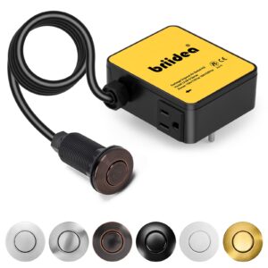 Garbage Disposal Air Switch Kit Sink Top Waste Disposal Long Stainless Steel Oil Rubbed Bronze On/Off Air Button Food and Waste Disposals Part by Briidea, UL Listed