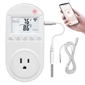 New Generation! Smart WiFi Temperature Control Outlet Compatible with Alexa Google Assistant, Perfect for Households Greenhouses Reptile Enclosures Incubators, 110V/16A