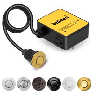 Garbage Disposal Air Switch Kit Sink Top Waste Disposal Stainless Steel Golden Brushed On/Off Air Button Food and Waste Disposals Part by Briidea, UL Listed