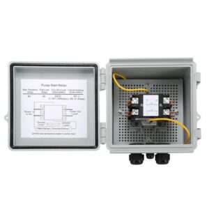 Irrigation Pump Start Sprinkler Relay with Waterproof Box, 2 Pole AC Contactor, 40Amp 24V Coil, Compatible with Pumps Up to 5HP