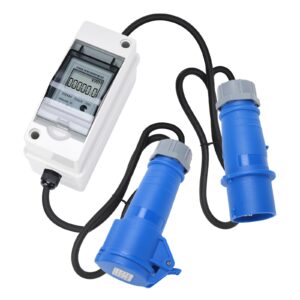 Mobile Digital Electricity Meter, 230V EV Charger Pass-Through Power Usage Monitor with Reset, IP 65 Waterproof for Indoor & Outdoor Use, Ideal for Monitor RV, Outdoor Generators, Households