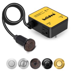 Garbage Disposal Air Switch Kit Dual Outlet Sink Top Waste Disposal Long Stainless Steel Oil Rubbed Bronze On/Off Air Button Food and Waste Disposals Part by Briidea, UL Listed