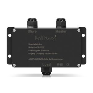 HAPS-01DE-B Umschaltstation f??r Netzvorrangschaltung, Netzvorrangschaltung Wohnmobil 16A 230V, Umschaltstation 16A f??r Camping Landstrom Wechselrichter, KFZ, Boot, Outdoor, Solar, Schwarz