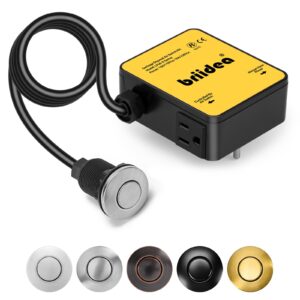 Garbage Disposal Air Switch Kit Dual Outlet Sink Top Waste Disposal Stainless Steel Brushed Nickel On/Off Air Button Food and Waste Disposals Part by Briidea, UL Listed