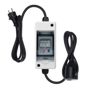 230V Mobiler Digitaler Stromz?hler, IP65 Wasserdichtes Outdoor KWH Messger?t, zeigt in Echtzeit den Stromverbrauch, die tats?chliche Leistung, Spannung und Stromst?rke Ihrer Ger?te an