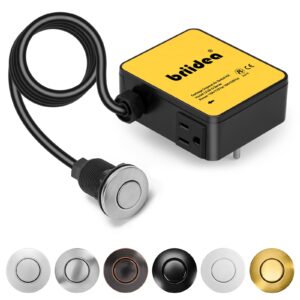 Garbage Disposal Air Switch Kit Sink Top Waste Disposal Stainless Steel Brushed Nickel On/Off Air Button Food and Waste Disposals Part by Briidea, UL Listed