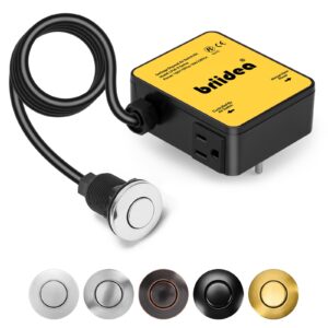 Garbage Disposal Air Switch Kit Dual Outlet Sink Top Waste Disposal Stainless Steel Polished On/Off Air Button Food and Waste Disposals Part by Briidea, UL Listed