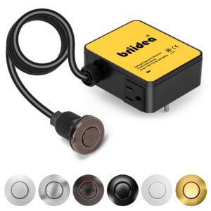 Garbage Disposal Air Switch Kit Sink Top Waste Disposal Stainless Steel Oil Rubbed Bronze On/Off Air Button Food and Waste Disposals Part by Briidea, UL Listed