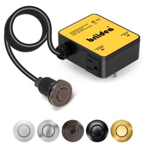 Garbage Disposal Air Switch Kit Dual Outlet Sink Top Waste Disposal Stainless Steel Oil Rubbed Bronze On/Off Air Button Food and Waste Disposals Part by Briidea, UL Listed