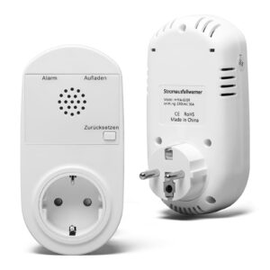 Stromausfallalarm melder mit LED Anzeige und 80?dB Sirene, betrieben mit wiederaufladbarem Akku (enthalten), ideal zur ??berwachung von K??hlschr?nken, Gefrierschr?nken, Sumpfpumpen und Aquarien