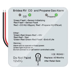 RV Carbon Monoxide & Propane Gas Alarm, Dual LP/CO Alarm, Separate LED Indicators, 100dB Loud, Early Warning Safety System, 12 VDC, White
