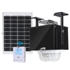12V Automatic Deer Feeder Kit with 18V Solar Panel, Wireless Remote Control, Built-in Light & Digital Timer, Compatible with 12 inch (30 cm) or Larger Buckets