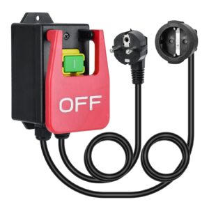 220V Einphasige Ein Aus Schalter, Sicherheitsschalter Nullspannungsschalter mit Steckdose, Maschinenschalter mit Gro?em Stoppschild-Paddel zum Schnellen Ausschalten von Fr?stisch und mehr